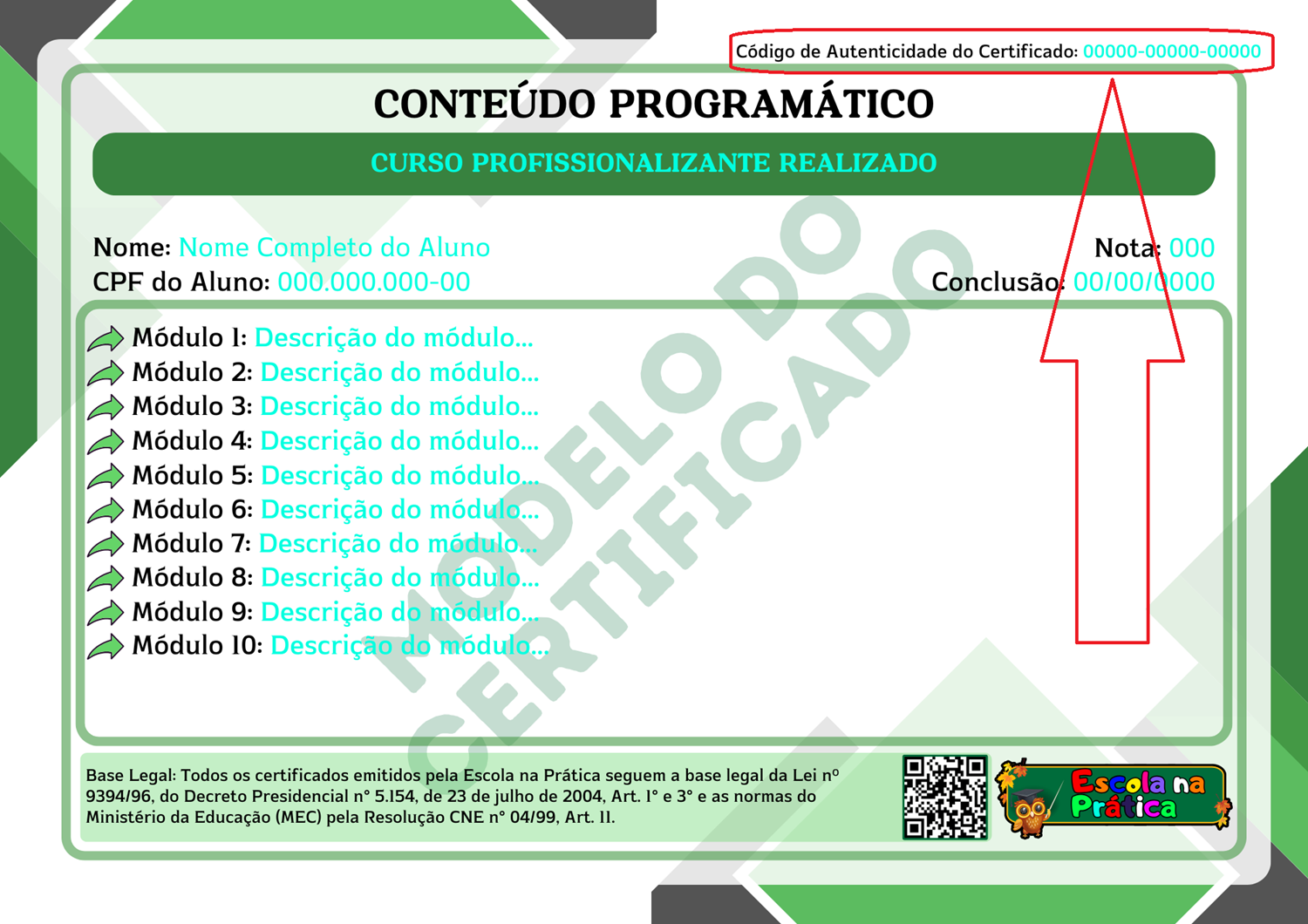Exemplo de onde fica o código de autenticação